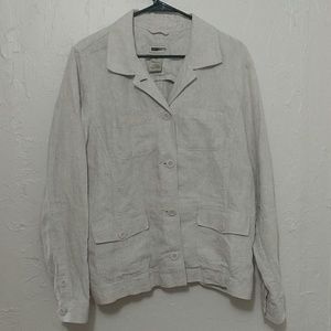 LL Bean XL Linen Button Down Jacket Blazer